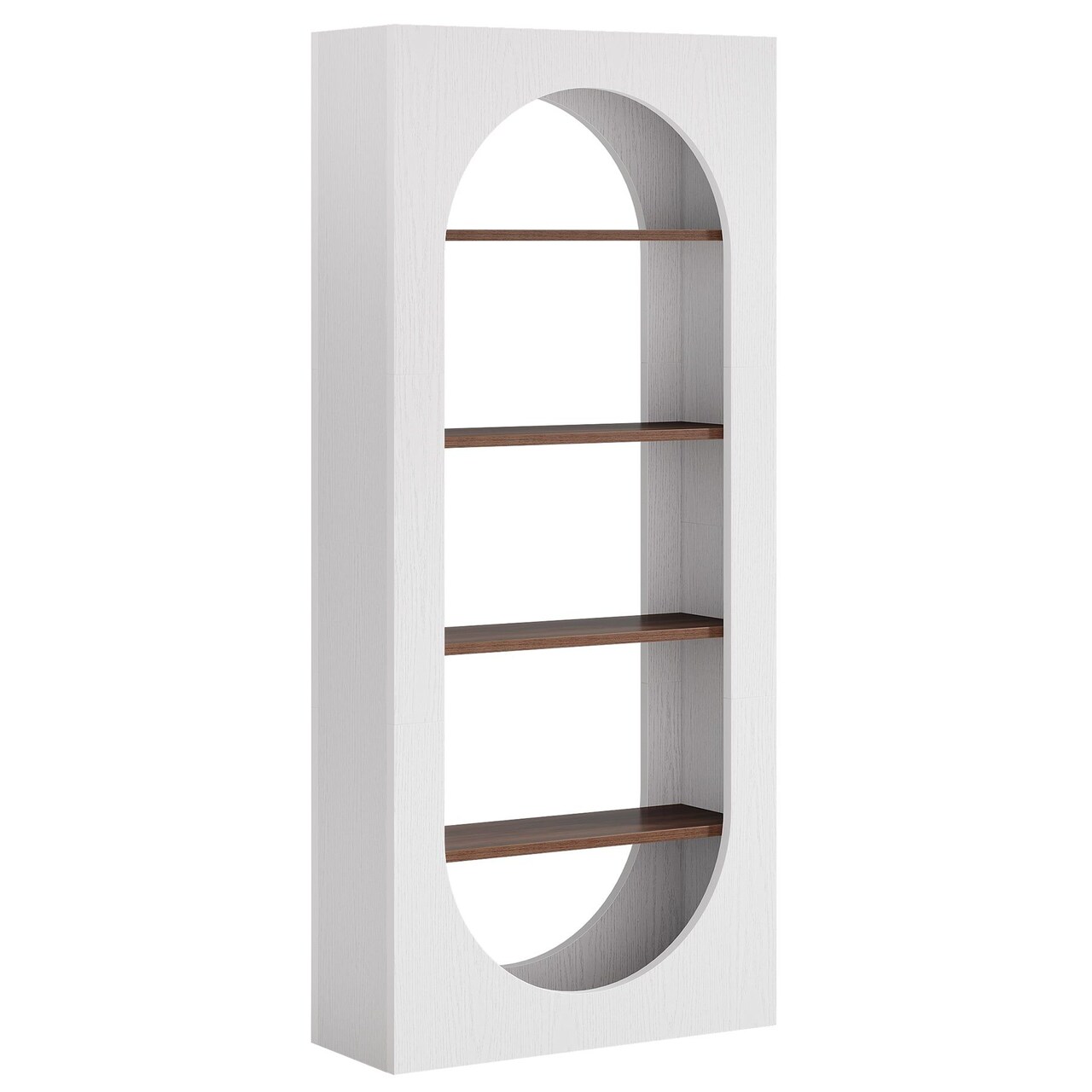 Arch Front 5 Tier Bookcase Storage Organizer, Space Saving Floor Standing Shelf Unit for Office, Bedroom, Study and Living Room